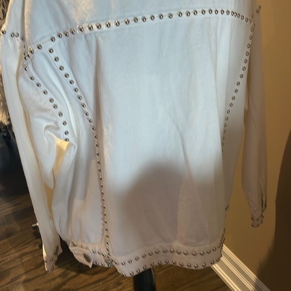 White Denim Jacket with silver studs - Picture 14 of 16